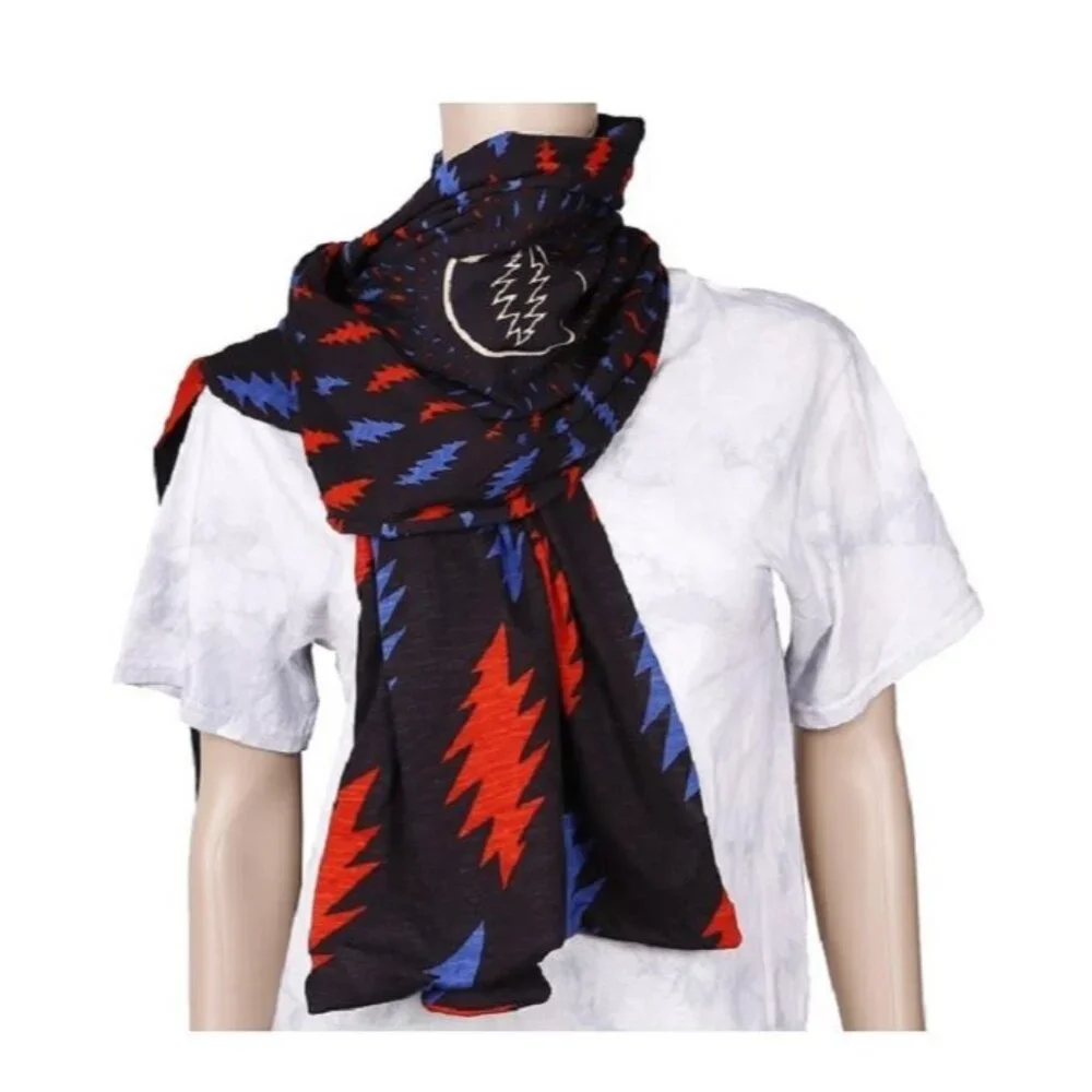 Grateful Dead New Lightning Bolt Long Scarf Neck Wrap Fashion Music Mask Hippie - Picture 2 of 5